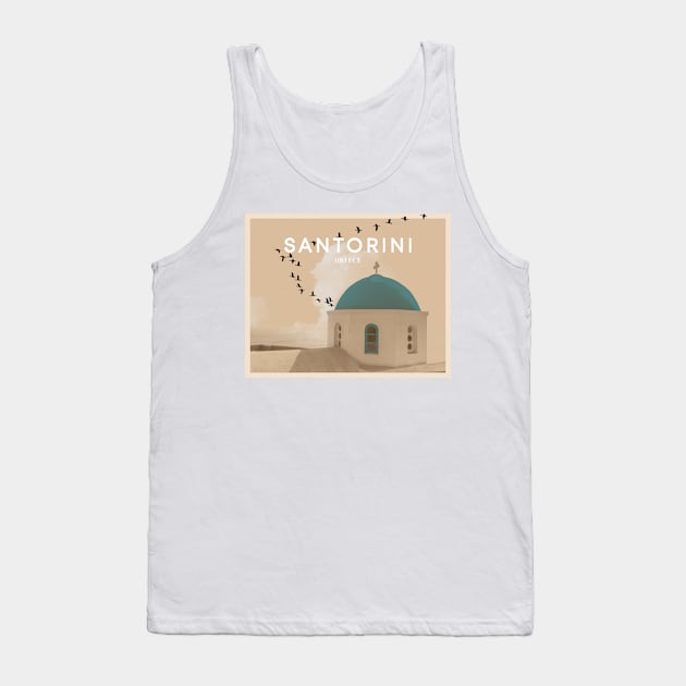 Blue Domed Church Oia Santorini Island Greece Art Print Tank Top by boholoc0